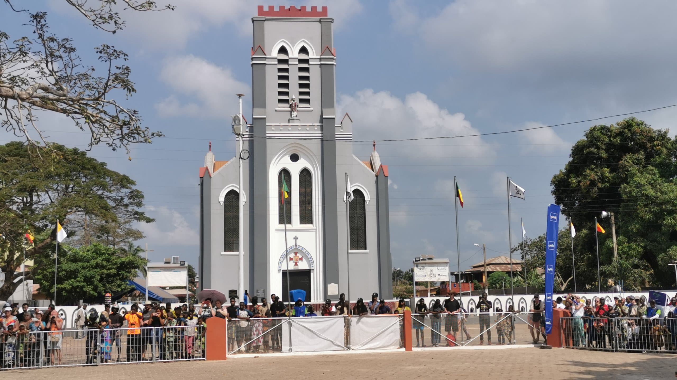Crowds outside Ouidah Basilica during Vodun Days 2024