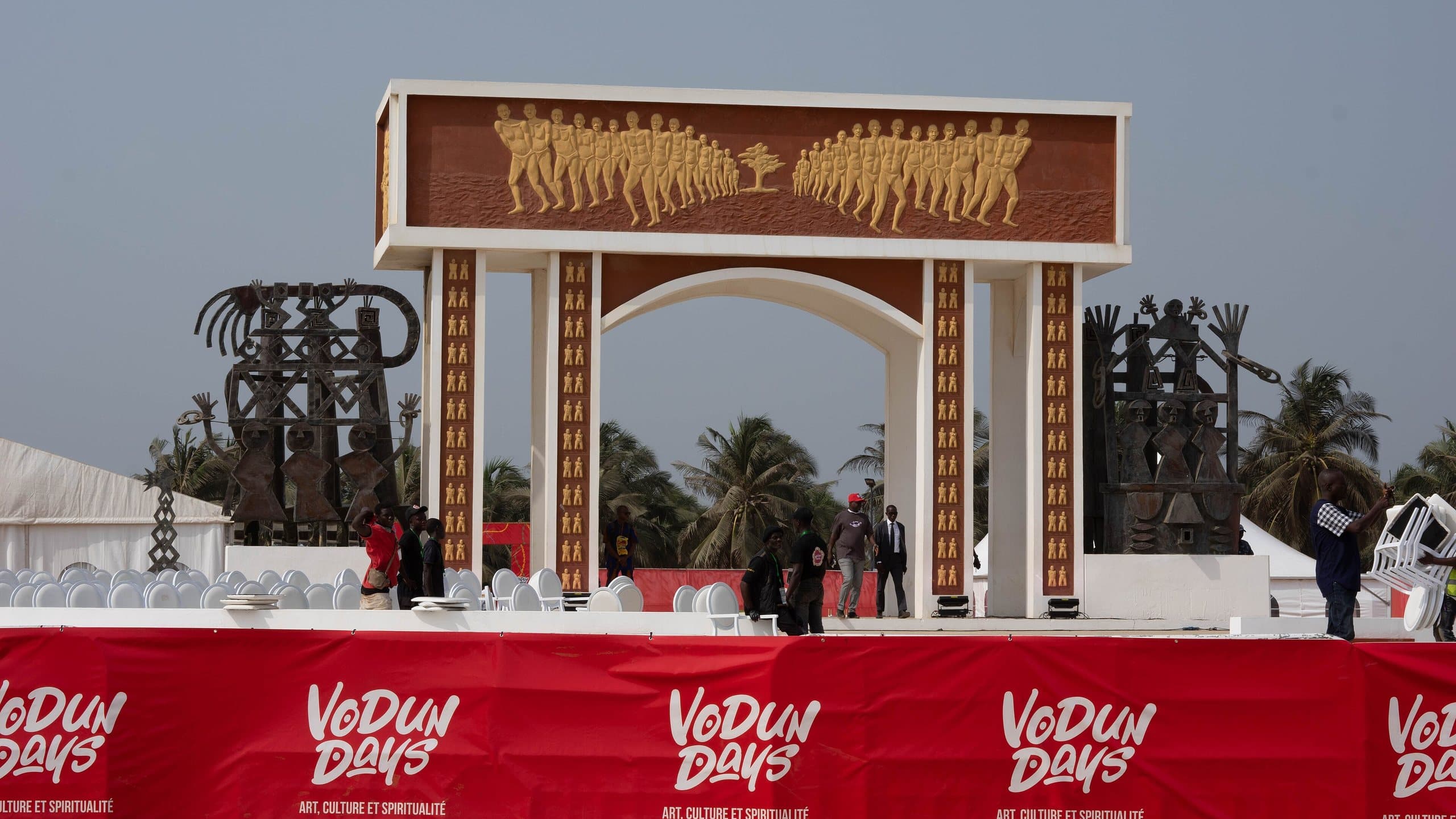 The Door of No Return by day, with its frieze of captives in chains